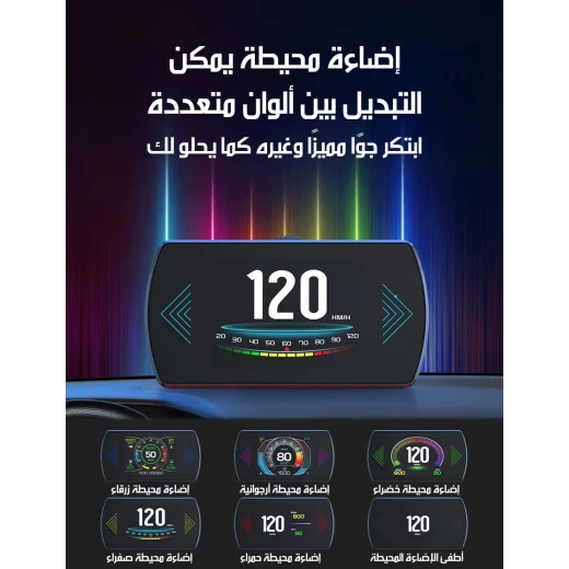 شاشة عرض رقمية أمامية للسيارة HUD سهلة التركيب لجميع المركبات إصدار 2024، تعرض السرعة، RPM، استهلاك الوقود، وتدعم 12 فولت - Image 4