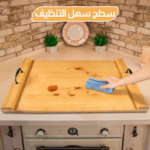 لوح تقديم خشبي من الخيزران طبيعي للجبن والفواكه والمأكولات الأخرى 12 بوصة تصميم متين ومضاد للبكتيريا للاستخدام اليومي والمناسبات الخاصة - Image 5