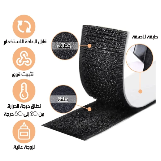 شريط فيلكرو لاصق مزدوج شديد التحمل: حل تثبيت آمن وقابل لإعادة الاستخدام، لاصق قوي، أسود، 1 بوصة × 10 أقدام، مثالي للاستخدام المنزلي والمكتبي والصناعي المتنوع - Image 5