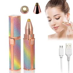 DSP 2 in 1 Electric Hair Removal Device with Eyebrow Trimmer, Rechargeable Facial and Body Hair Remover for Women and Men, Painless and Portable Design, Includes Cleaning Brush