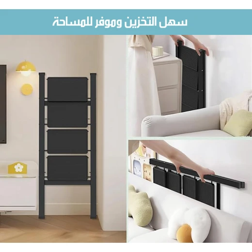 سلم قابل للطي 4 درجات من الألومنيوم خفيف الوزن للاستخدام المنزلي والمكتبي - Image 2
