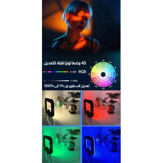 مصباح حلقي RGB للإضاءة، ألوان زاهية مع إضاءة بيضاء، يعزز جودة الصور والفيديوهات، مثالي لصناع المحتوى والتصوير والبث المباشر - Image 4