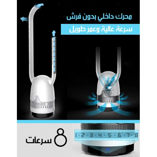 مروحة تبريد بدون شفرات مع فلتر هواء، تصميم هادئ، تنقية هواء مدمجة، وتبريد مريح ومثالي لأي غرفة - Bladeless - Image 5