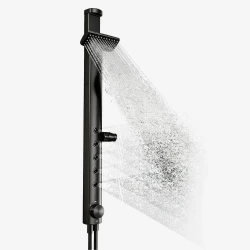 Dual Shower Head with Wide Water Coverage, Multiple Spray Settings and Massage Jets, Luxurious Royal Black Finish, Ideal for a Relaxing Home Spa Experience