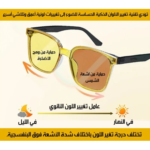 نظارات قيادة فوتوكروميك للنهار والليل | عدسات تتكيف مع الإضاءة وتقلل الوهج لرؤية أوضح وقيادة أكثر راحة - Photochromic - Image 5