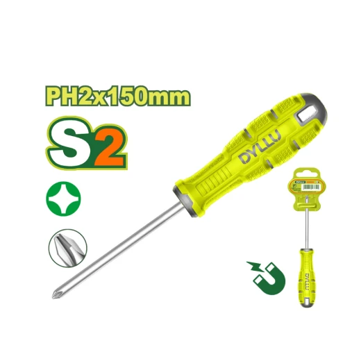 مفك براغي مطاطي DYLLU MM150 - فولاذ S2، قبضة مريحة مفك براغي مطاطي DYLLU MM150 - فولاذ S2، قبضة مريحة