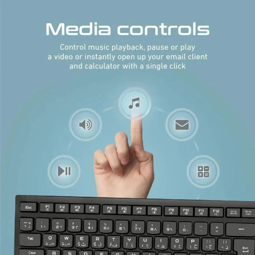مجموعة لوحة مفاتيح وفأرة لاسلكية Promate ProCombo-12 - بحجم كامل - برو مات - Image 4