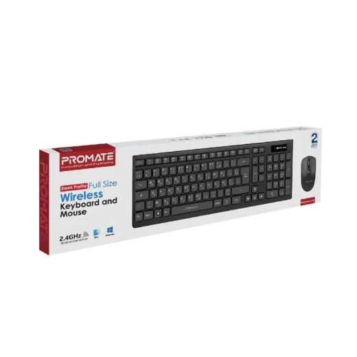 مجموعة لوحة مفاتيح وفأرة لاسلكية Promate ProCombo-12 - بحجم كامل - برو مات - Image 8
