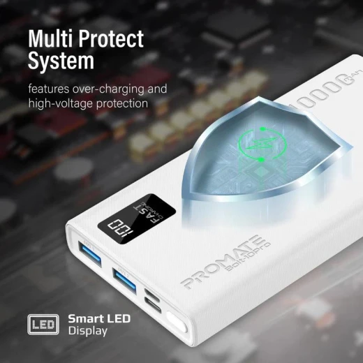 Bolt-10Pro, باور بانك 10000 مللي أمبير, بمنفذي USB-A وUSB-C وشاشة LCD ذكية, شحن آمن وسريع, تصميم مدمج ومحمول من بروميت - برو مات - Image 8