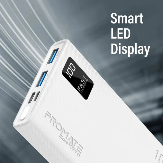 Bolt-10Pro, باور بانك 10000 مللي أمبير, بمنفذي USB-A وUSB-C وشاشة LCD ذكية, شحن آمن وسريع, تصميم مدمج ومحمول من بروميت - برو مات - Image 9