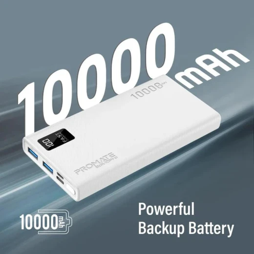باور بانك بولت-10 برو 10000 مللي أمبير/ساعة - منفذي USB-A وUSB-C - أبيض من بروميت - برو مات - Image 2
