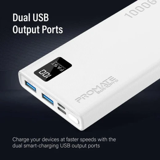 باور بانك بولت-10 برو 10000 مللي أمبير/ساعة - منفذي USB-A وUSB-C - أبيض من بروميت - برو مات - Image 3