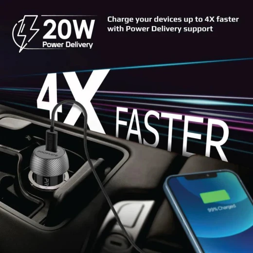 شاحن سيارة Promate PowerDrive-PD20 صغير 20 واط مع توصيل الطاقة - برو مات - Image 3