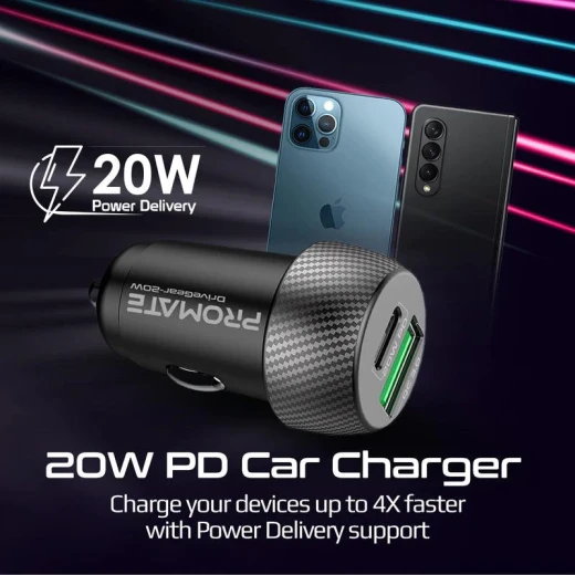 شاحن سيارة Promate DriveGear-20W صغير: شحن سريع للهواتف والأجهزة اللوحية - برو مات - Image 7