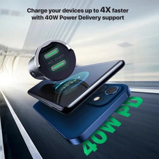 شاحن سيارة Promate Bullet-PD40 بقوة 40 واط بمنفذي USB-C - برو مات - Image 3