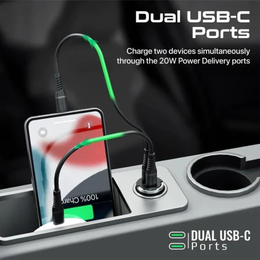 شاحن سيارة Promate Bullet-PD40 بقوة 40 واط بمنفذي USB-C - برو مات - Image 4