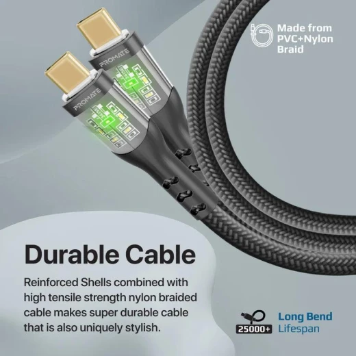كابل ترانس لاين-سي سي USB-C بقوة 60 واط - شحن فائق السرعة، أسود من بروميت - برو مات - Image 6