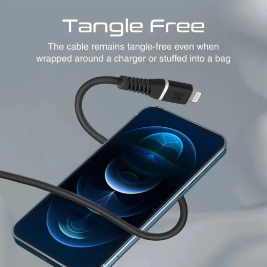 كابل USB-C إلى لايتنينغ معتمد من ابل MFi، شحن سريع بقوة 20 واط توصيل الطاقة، طول 1.2 متر، كابل سيليكون متين، متوافق مع آيفون وآيباد, أسود من بروميت - برو مات - Image 4