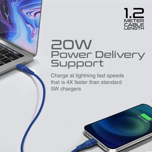 كابل Promate 20W USB-C إلى Lightning - أزرق - شحن سريع ومتين - برو مات - Image 5