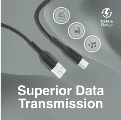 كابل USB-C للشحن ونقل البيانات - متر واحد، مرن، شحن سريع من بروميت - برو مات - Image 7