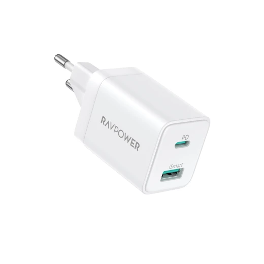 شاحن حائط RAVPower PD Pioneer 20W بمنفذين - شحن سريع شاحن حائط RAVPower PD Pioneer 20W بمنفذين - شحن سريع