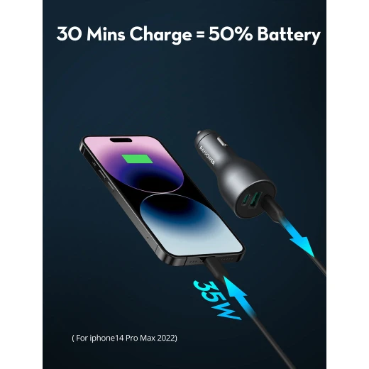شاحن سيارة RAVPower 100 واط بـ 3 منافذ - شحن سريع رمادي - Ravpower - Image 4