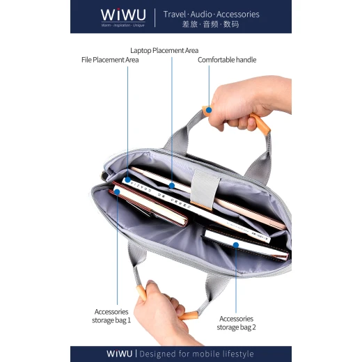 حقيبة جهاز لوحي WiWU Pioneer Pro مقاس 14-15.6 بوصة، حافظة واقية للكمبيوتر المحمول - وي وُو - Image 11