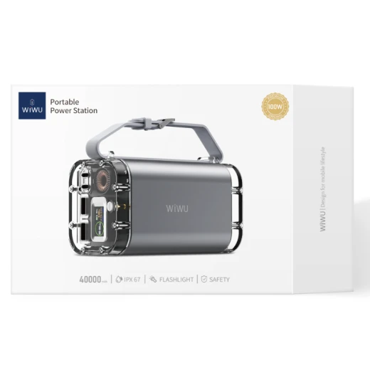 بنك طاقة WiWU 100W محمول 40000mAh رمادي شحن سريع - وي وُو - Image 2