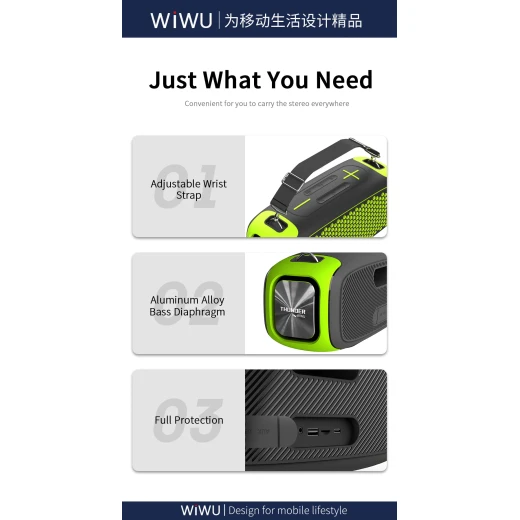 مكبر صوت WiWU P16 Max اللاسلكي بتقنية البلوتوث مع ميكروفونين وحزام - وي وُو - Image 12