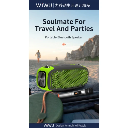 مكبر صوت WiWU P16 Max اللاسلكي بتقنية البلوتوث مع ميكروفونين وحزام - وي وُو - Image 4