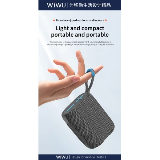 مكبر صوت لاسلكي محمول WiWU Thunder - صوت ممتاز، مقاوم للماء - وي وُو - Image 8