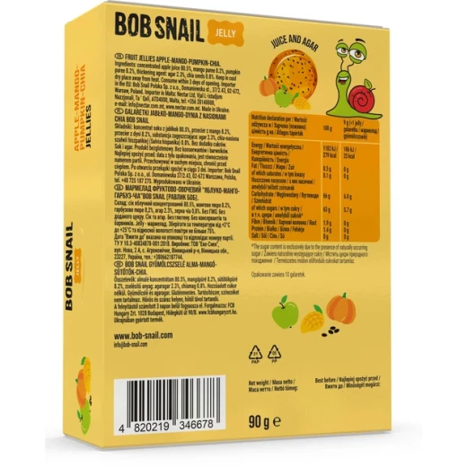Bob Snail Mango Pumpkin Chia Seed Natural Fruit Marmalade: Delicious & Healthy Snack, 90g Jar, Gluten Free, No Added Sugar, Perfect for Kids and Adults, Made in Ukraine - Bob Snail - Image 2