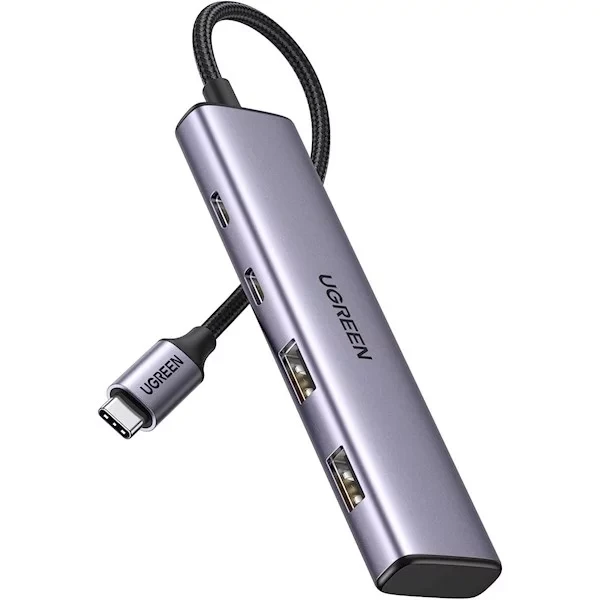 محول يو جرين CM473 USB-C 4 في 1 متعدد المنافذ رمادي هيكل ألومنيوم - يوجرين