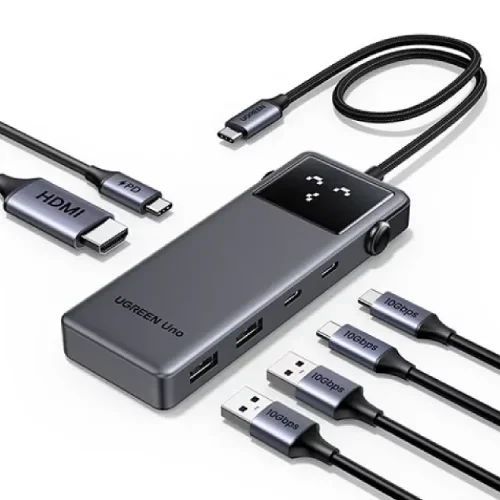 محول يو جرين CM888 6 في 1 USB-C، نقل بيانات 10 جيجابت في الثانية، HDMI 4K@60Hz، سبائك الألومنيوم - يوجرين