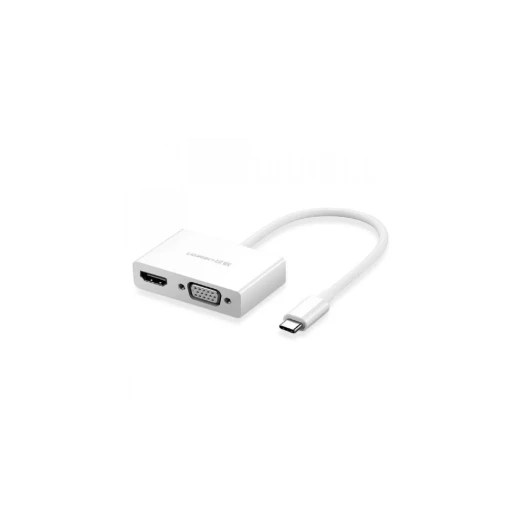 محول يو جرين MM123 USB C إلى HDMI و VGA أبيض، 4K UHD، متوافق مع Thunderbolt 3 محول يو جرين MM123 USB C إلى HDMI و VGA أبيض، 4K UHD، متوافق مع Thunderbolt 3