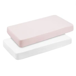 Cambrass Soft Pink Fitted Crib Sheets Pack of 2, 60x120cm, Breathable Cotton for Baby's Delicate Skin, Easy Care, Machine Washable, Designed in Spain