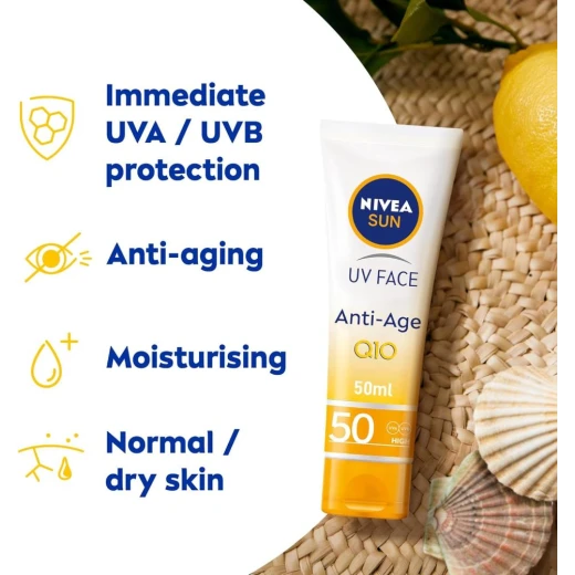 واقي شمس نيفيا للوجه ضد الشيخوخة Q10 SPF 50 - 50 مل - نيفيا - Image 2