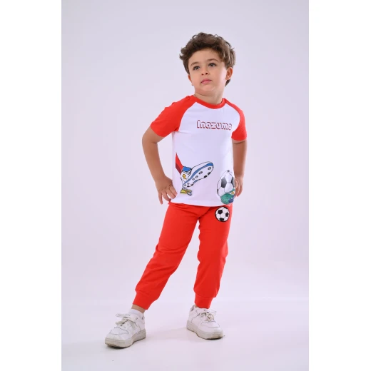 طقم بيجاما أبطال الكرة - أبيض وأحمر - سنتان من زيتون - زيتون - Image 2