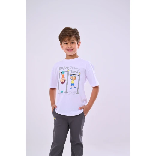 طقم كودو ومودو ولادي قطعتين - 8 سنوات - زي ممتع ومرح من زيتون - زيتون - Image 2