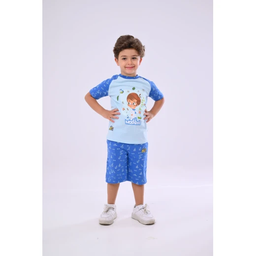 طقم المخترع الصغير - طقم من قطعتين - ملابس صيفية بطابع علمي من زيتون - زيتون - Image 4
