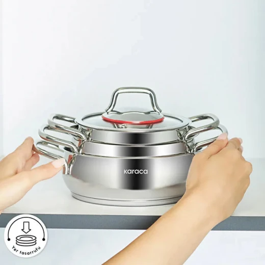 Karaca Emirgan Induction Base 6-Piece Frying Pan Set – Premium 18/10 Stainless Steel, Even Heat Distribution, Suitable for All Stovetops - karaca - Image 6