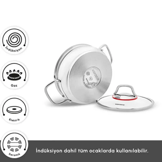 Karaca Emirgan Induction Base 6-Piece Frying Pan Set – Premium 18/10 Stainless Steel, Even Heat Distribution, Suitable for All Stovetops - karaca - Image 4