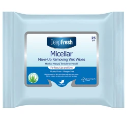 Deep Fresh Micellar Makeup Removing Wipes 25 Count, Gentle Facial Cleansing Wipes for All Skin Types, No Rinse