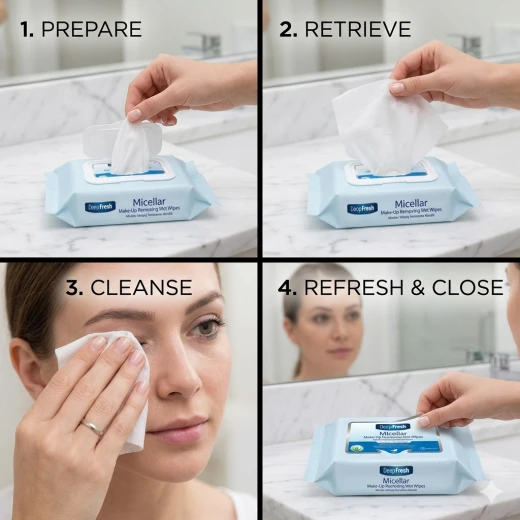 Deep Fresh Micellar Makeup Removing Wipes 25 Count, Gentle Facial Cleansing Wipes for All Skin Types, No Rinse - DeepFresh - Image 3