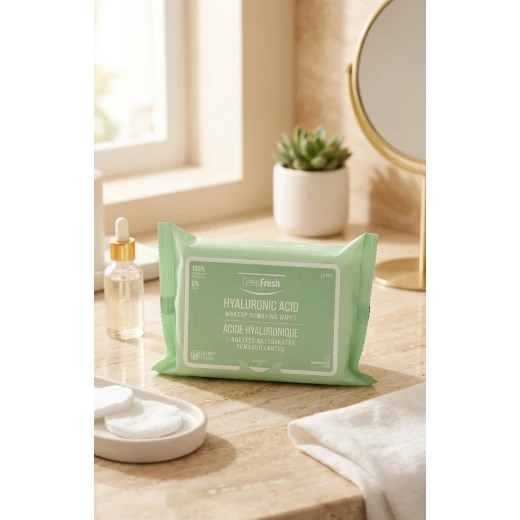 Deep Fresh Hyaluronic Acid Makeup Removing Wipes 25 Count, Hydrating Facial Cleansing Wipes for All Skin Types, Gentle No Rinse - DeepFresh - Image 2