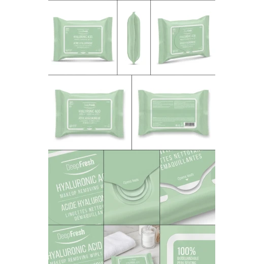 Deep Fresh Hyaluronic Acid Makeup Removing Wipes 25 Count, Hydrating Facial Cleansing Wipes for All Skin Types, Gentle No Rinse - DeepFresh - Image 3