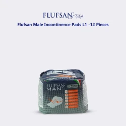 Flufsan Anatomical Sanitary Pads for Men Level 2 - 1 Pack of 10 Incontinence Protector Absorbent Pads for Male Urinary Leakage - Discreet and Comfortable