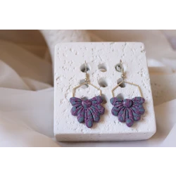Handcrafted drop earrings in vibrant marbled purple hues, inspired by night-blooming flowers and twilight glow; lightweight and waterproof, they add a unique artistic touch to your everyday look