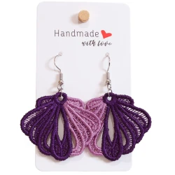 Elegant Earrings with Soft Threads in Purple and Pink – Women’s Earrings with a Chic Design, Size 3.5 cm Length × 4 cm Width