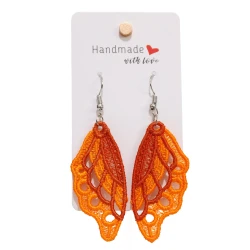 Elegant Orange Butterfly Wing Earrings with Soft Threads in Light &amp; Dark Orange – Women’s Earrings with a Chic Design, Size 5 cm Length × 2.5 cm Width